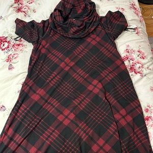 Plaid turtle neck  dress